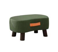 GeFSDOU Taburete rectangular pequeño de madera de pana con patas de madera antideslizantes para sala de estar, sofá, entrada, oficina