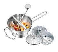 GEFU FLOTTE LOTTE - Pasaporizador con 3 discos perforados de 1/3/8 mm, acero inoxidable, para verduras, frutas, mermeladas y alimentos para bebés, con función de raspado