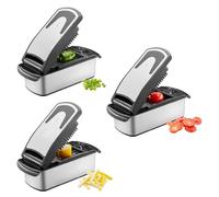 GEFU TREPPO 2.0 Cortador de lápices de acero inoxidable, 1 L, 3 insertos para dados, bolígrafos y discos, recipiente colector antideslizante, apto para lavavajillas