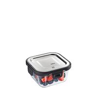 GEFU Milo - Fiambrera inteligente con control de frescura y conservas por aplicación, de cristal con sellado de silicona y cierre de clic, recipiente para alimentos, 300 ml, cuadrado
