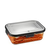 GEFU Milo - Fiambrera inteligente con control de frescura y conservas por aplicación, de cristal con sellado de silicona y cierre de clic, recipiente para alimentos, 1500 ml, rectangular