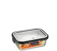 GEFU Milo - Fiambrera inteligente con control de frescura y conservas por aplicación, de cristal con sellado de silicona y cierre de clic, recipiente para alimentos, 600 ml, rectangular