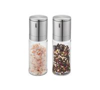 GEFU Molinillo de sal y pimienta LAMOLA 2 unidades, mecanismo de cerámica sin niveles, cierre de aroma, acero inoxidable y cristal, molinillo manual de especias
