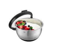 Gefu MUOVO 35030 - Cuenco de acero inoxidable con base de silicona y tapa de almacenamiento, 16 cm de diámetro