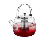 GEFU Tetera Infusa de 1000 ml, tetera de cristal con filtro y tapa de acero inoxidable, resistente al calor, apta para lavavajillas, para té suelto y 5-6 tazas