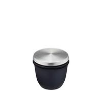GEFU X-PLOSION - Salero y especiero con tapa y cuchara (8,5 cm de diámetro), color negro y plateado
