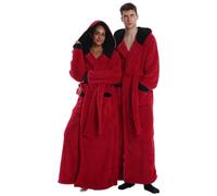 Gegeryozer Albornoz Unisex de Felpa Cálido, Bata Larga con Capucha y Bolsillos para Adulto, Talla Única, Ideal para Invierno, Hogar, Spa y Regalo