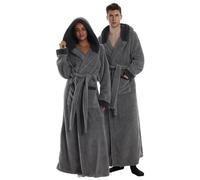 Gegeryozer Albornoz Unisex de Felpa Cálido, Bata Larga con Capucha y Bolsillos para Adulto, Talla Única, Ideal para Invierno, Hogar, Spa y Regalo