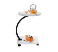 gegeweeret Mesa auxiliar plegable en forma de C para sofá, cama, 2 niveles con 4 ruedas (2 frenos), capacidad de carga de 5 kg y placa resistente al agua, para casas de alquiler, cafeterías, tiendas