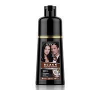 Gegong Champú Colorante para Cabello Negro, 500 ml, con 4 Guantes, Champú de Coco y Jengibre, Nutritivo Rápido para Cabello Dañado