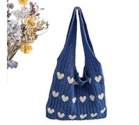 Gehäkelte Strandtasche | Gestrickte, Faltbare Boho-Herztasche | Gestrickte Tragetasche | Für Reisen, Urlaub, Alltag, Schule Und Sport