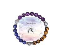 GEHECRST Pulsera de piedras preciosas para mujer, piedras curativas, pulsera de piedras naturales, amatista, venas azules, ojo de tigre, pulsera de la suerte, yoga, sanación, reiki, terapia energética