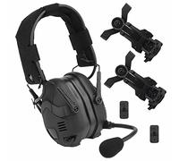 GEHPYYDS Auriculares tácticos para Casco con Bluetooth y con micrófono Desmontable, Auriculares con reducción de Ruido, Orejeras de Tiro, Orejeras de protección auditiva para Caza y Tiro,Black