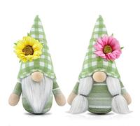 Gehydy Decoración Primavera Gnomo Juego de 2 Flores Duende Pascua Navidad Decor para Hogar Casa 18cm