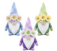 Gehydy Decoración Primavera Gnomo Juego de 2 Flores Duende Pascua Navidad Decor para Hogar Casa 18cm