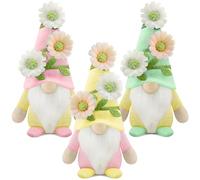 Gehydy Decoración Primavera Gnomo Juego de 3 Flores Duende Pascua Navidad Decor para Hogar Casa 22cm