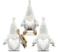 Gehydy Gnomo Navidad Decoración Juego de 3 Trineo Navideñas Christmas Decor para Hogar Casa 18cm - Blanco