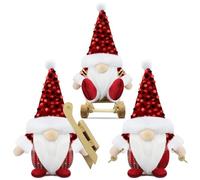 Gehydy Gnomo Navidad Decoración Juego de 3 Trineo Navideñas Christmas Decor para Hogar Casa 19cm - Lentejuelas Rojas