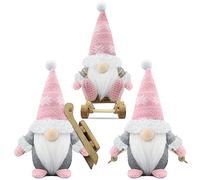 Gehydy Gnomo Navidad Decoración Juego de 3 Trineo Navideñas Christmas Decor para Hogar Casa 19cm - Rosa