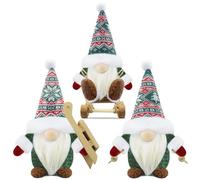 Gehydy Gnomo Navidad Decoración Juego de 3 Trineo Navideñas Christmas Decor para Hogar Casa 19cm - Verde