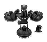 Geila Soporte de ventosa triple para cámara, soporte de ventana con cabezal roscado de 1/4, cabeza de bola de trípode de 360 grados