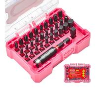 Geinxurn Juego de 32 puntas de destornillador (Torx, Phillips, Pozidriv, Hex), acero S2 magnético, vástago hexagonal de 1/4 pulgadas, incluye soporte para puntas y adaptador de llave con caja de