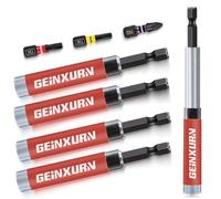 GEINXURN Juego de 5 portapuntas con casquillo guía autoretractivo, guía de puntas magnética, 80 mm, evita que los tornillos se tambaleen para destornilladores inalámbricos, taladros de impacto, más