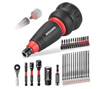 Geinxurn Juego de destornilladores de 33 piezas con mango corto 2 en 1 de carraca, punta de destornillador de impacto, mini llave de carraca, llave universal, portapuntas y llave de tubo