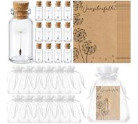 Geiserailie 12 Set Pequeño Concededor de Deseos Dientes de León en Frasco Tarjeta Bolsa de Organza Cuerda Regalo de Gracias Amuleto de Suerte Favores de Fiesta para Navidad Cumpleaños Boda