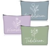 Geiserailie 3 Pièces Trousse de Maquillage Petite Trousse de Toilette Avec Inscription Zippée Portefeuille de Voyage pour Femmes et Filles(Trois Couleurs)