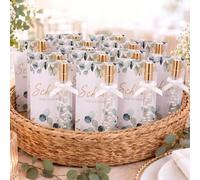 Geiserailie 30 Detalles para Invitados de Boda Atomizador Perfume con Tarjeta Mini Perlas Imitación Lazos Embudos Bolsitas Organza Detalles para Invitados de Comunión Bautizo Cumpleaños Fiesta
