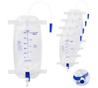 Geiserailie Paquete de 5 bolsas de drenaje urinario de 500 ml con tubo de 12 pulgadas y válvula antirreflujo, bolsa de pierna de orina de gran capacidad de 33.8 onzas con correas de tela, drenaje