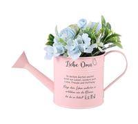 Geiserailie Regadera Pequeña para Plantas de Interior 1 Litro Regalo para la Abuela Regadera con Pegatina Decorativa de Flores con la Frase Liebe OMA para Jardín, Rosa