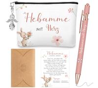 Geiserailie Regalo de Agradecimiento para Partera | Neceser + Llavero Ángel de la Guarda + Bolígrafos con Frase + Tarjeta de Agradecimiento con sobre Regalo de Despedida para Matrona