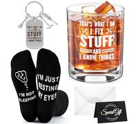 Geiserailie Regalos de cumpleaños para hombres, regalos divertidos e inusuales para papá, abuelo, día del padre, jubilación, decoración de fiesta, 1 vaso de whisky, 1 par de calcetines de pantorrilla