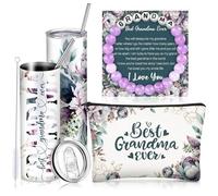 Geiserailie Regalos para abuela, regalo para el día de la madre, regalo de cumpleaños para abuela, el mejor regalo de abuela de nieta, nieto, nieto, juego de bolsa de maquillaje (morado claro)