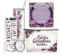 Geiserailie Regalos para abuela, regalo para el día de la madre, regalo de cumpleaños para abuela, el mejor regalo de abuela de nieta, nieto, nieto, juego de bolsa de maquillaje (morado)