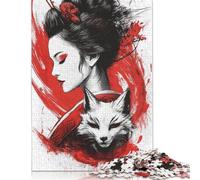 Geisha and Fox Puzzle Imposible,desafío for Adults Entretenimiento Creativo 1000 Piezas Obra De Arte De Juego De para Adultos Y Niños A Partir De 12 Años 1000pcs (40x28cm)