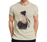 Geisha Anime Girl Japonesa Caligrafía Hombre Camiseta, naturaleza, M