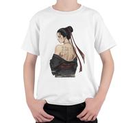 Geisha Anime Girl Japonesa Caligrafía Niños Camiseta, Blanco, 140