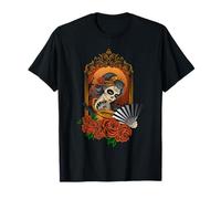 Geisha Art Nouveau Día de los Muertos - Floral Skull Woman Camiseta