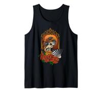 Geisha Art Nouveau Día de los Muertos - Floral Skull Woman Camiseta sin Mangas