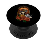 Geisha Art Nouveau Día de los Muertos - Floral Skull Woman PopSockets PopGrip Adhesivo