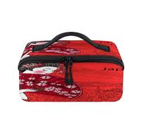 Geisha - Bolsa de maquillaje de viaje para mujer japonesa, bolsa impermeable japonesa, bolsa abierta plana, neceser, cosméticos, organizador de viaje para mujeres y hombres
