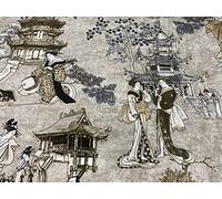 Geisha - Cortina de tela de sarga oriental japonesa, aspecto de lino, 140 cm de ancho, textil, color beige (se vende por metros)