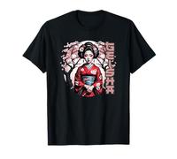Geisha Elegante con Flores de Cerezo Camiseta