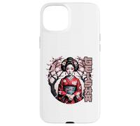 Geisha Elegante con Flores de Cerezo Carcasa para iPhone 15 Plus