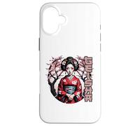 Geisha Elegante con Flores de Cerezo Carcasa para iPhone 16 Plus