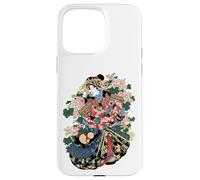 Geisha En Kimono Elaborado Rodeado De Motivos Florales Carcasa para iPhone 15 Pro MAX