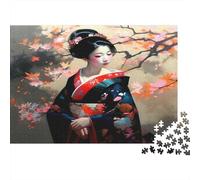 Geisha Entre Flores de Cerezo Puzzle 1000 Piezas Papel Reciclado para Adultos Puzzle para Adultos Juego Familiar Divertido Imposible difícil desafiante Excelente Idea de Regalo 38x26cm/1000pcs
